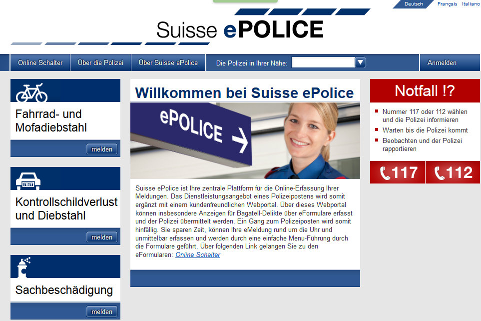 Willkommen bei Suisse ePolice